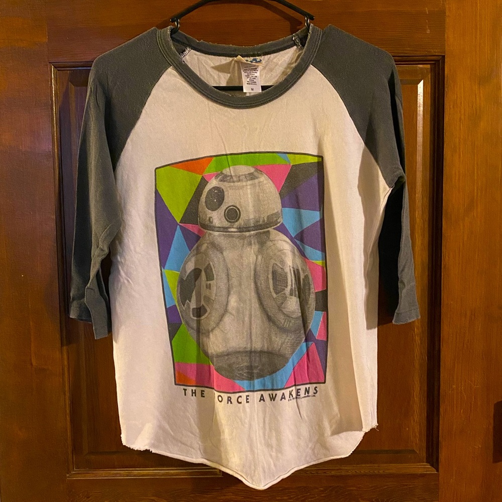 Retro Junk Food Clothing Star Wars The Force Awakens BB-8 Baseball Tee